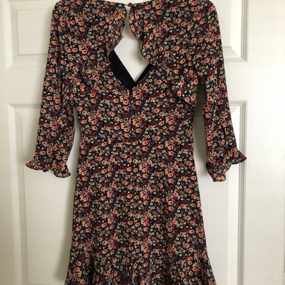 Topshop Open Back Floral Ruffle Mini Dress Sz 4 - Picture 5 of 9